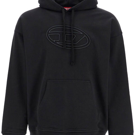 Diesel black cotton hoodie with embossed logo