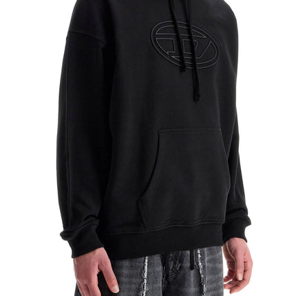 Diesel black cotton hoodie with embossed logo