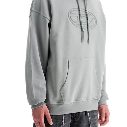 Diesel men's grey cotton hoodie with kangaroo pocket