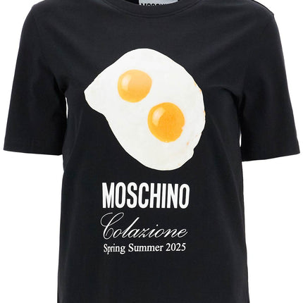 Moschino black cotton t-shirt with fried egg print