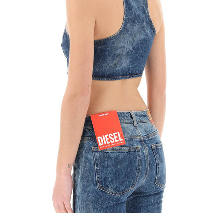 Diesel denim crop top with jewel buckle