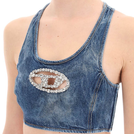 Diesel denim crop top with jewel buckle