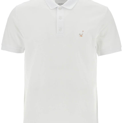 Moschino white cotton polo with delicate embroidery