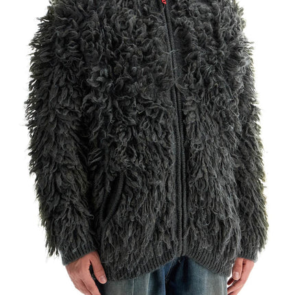 Diesel shaggy knit cardigan with hood