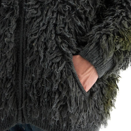 Diesel shaggy knit cardigan with hood