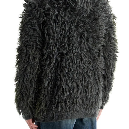 Diesel shaggy knit cardigan with hood