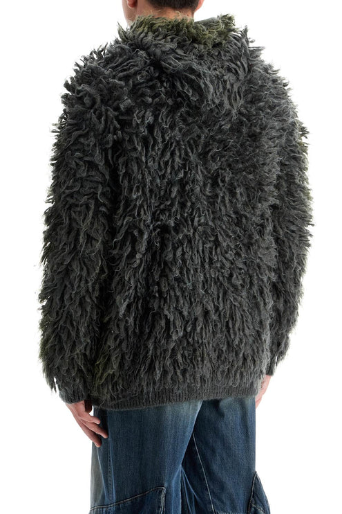 Diesel shaggy knit cardigan with hood