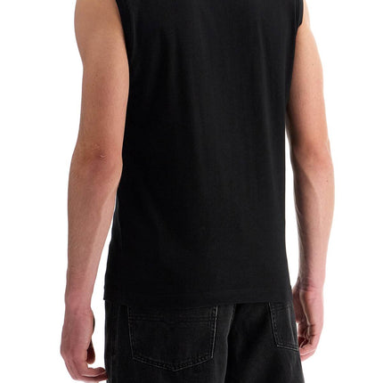 Diesel black cotton tank top with embossed logo