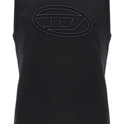 Diesel black cotton tank top with embossed logo