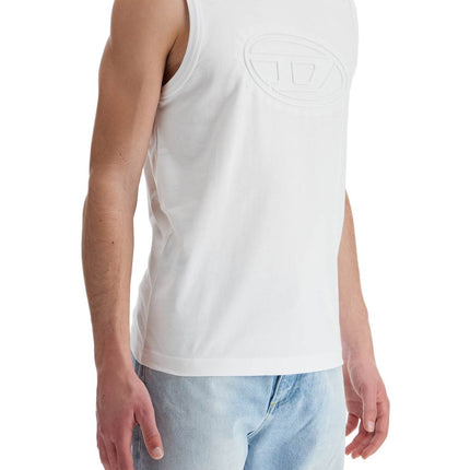 Diesel white cotton tank top with wide neckline