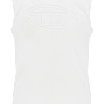 Diesel white cotton tank top with wide neckline