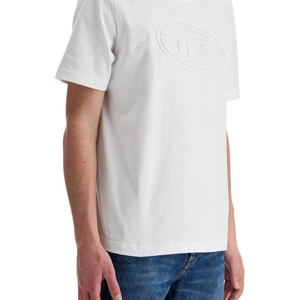 Diesel white cotton t-shirt with embossed logo t-adjust-bigoval