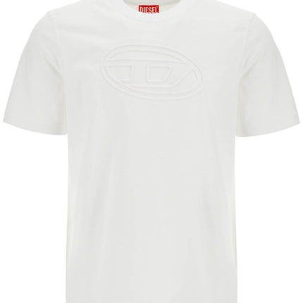 Diesel white cotton t-shirt with embossed logo t-adjust-bigoval