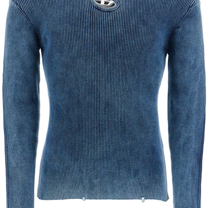 Diesel blue peacoat vertical ribbed cotton sweater