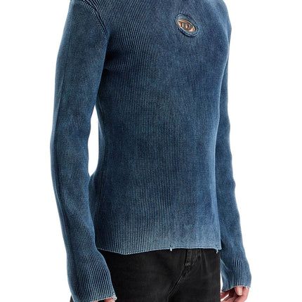 Diesel blue peacoat vertical ribbed cotton sweater