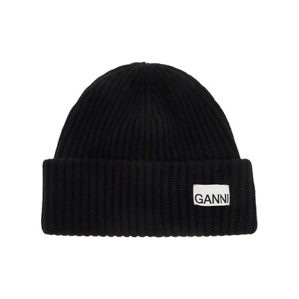 Ganni 'beanie hat with logo label