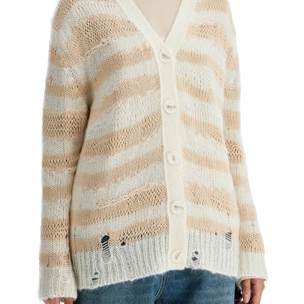 Acne Studios striped distressed cardigan with