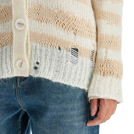 Acne Studios striped distressed cardigan with