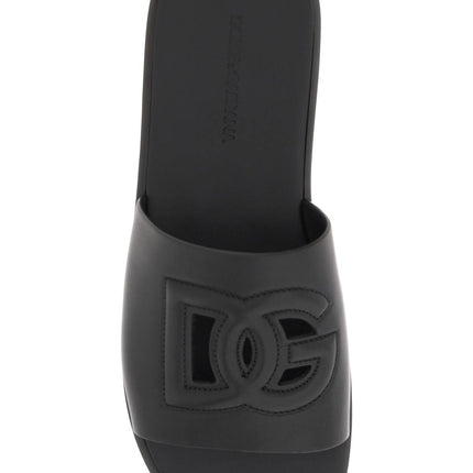 Dolce & Gabbana leather slides with dg cut-out