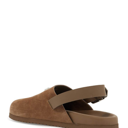 Dolce & Gabbana suede leather clogs with logo plate