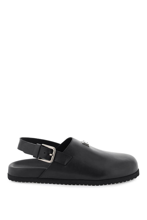 Dolce & Gabbana leather clogs with logo plate