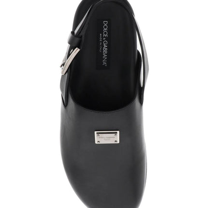 Dolce & Gabbana leather clogs with logo plate