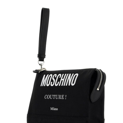 Moschino nylon logo pouch with zip