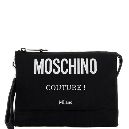 Moschino nylon logo pouch with zip