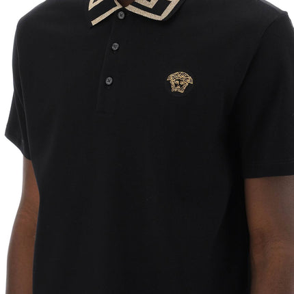 Versace taylor fit polo shirt with greca collar