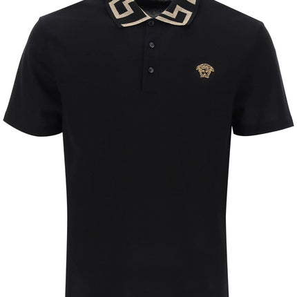 Versace taylor fit polo shirt with greca collar