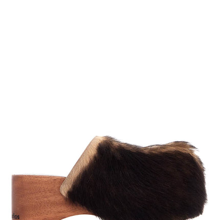 Acne Studios wooden clogs in pony hair