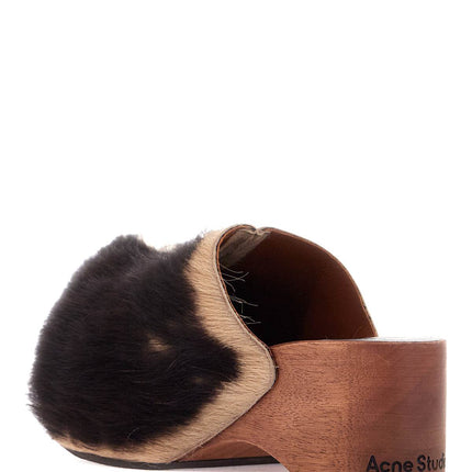 Acne Studios wooden clogs in pony hair