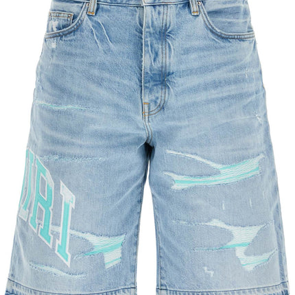 Amiri denim logo varsity bermuda shorts