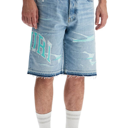 Amiri denim logo varsity bermuda shorts