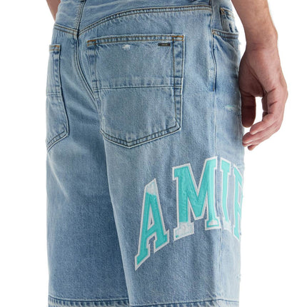 Amiri denim logo varsity bermuda shorts