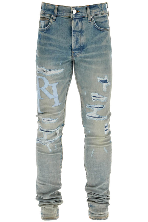 Amiri leather logo jeans with eight words