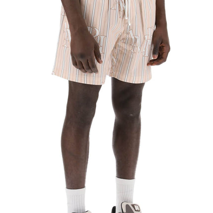 Amiri stripe technical poplin bermuda shorts with logo  "striped