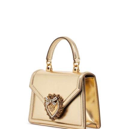 Dolce & Gabbana gold nappa shoulder bag with crystal heart and chain strap