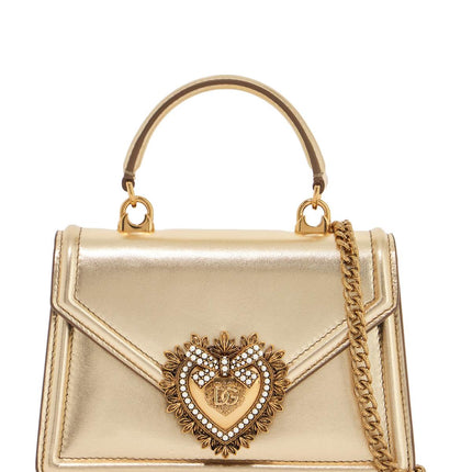 Dolce & Gabbana gold nappa shoulder bag with crystal heart and chain strap