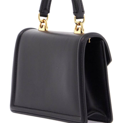 Dolce & Gabbana black calfskin shoulder bag with rhinestone details and gold chain