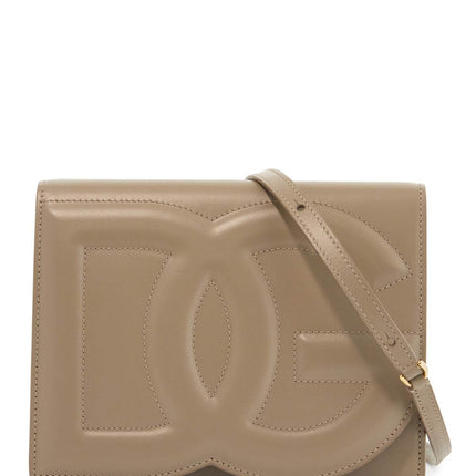 Dolce & Gabbana taupe calfskin crossbody bag with adjustable strap