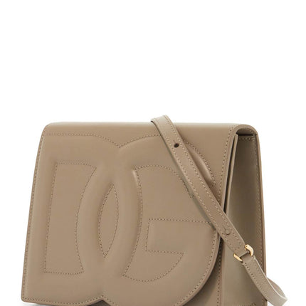 Dolce & Gabbana taupe calfskin crossbody bag with adjustable strap