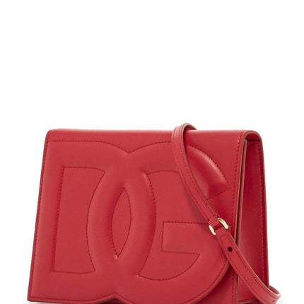 Dolce & Gabbana red calfskin shoulder bag with 3d logo