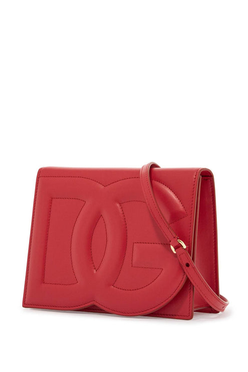 Dolce & Gabbana red calfskin shoulder bag with 3d logo