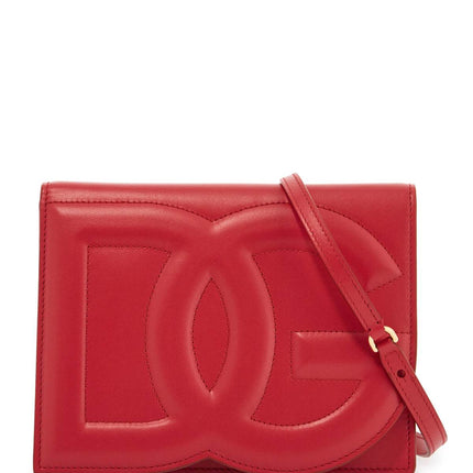 Dolce & Gabbana red calfskin shoulder bag with 3d logo