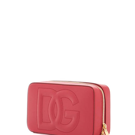 Dolce & Gabbana red calfskin shoulder bag with embossed logo