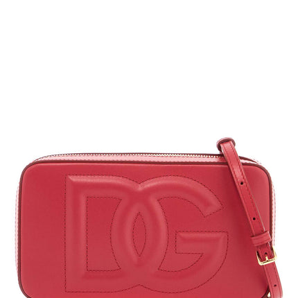 Dolce & Gabbana red calfskin shoulder bag with embossed logo