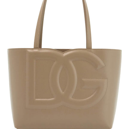 Dolce & Gabbana structured shopping bag in taupe smooth calfskin