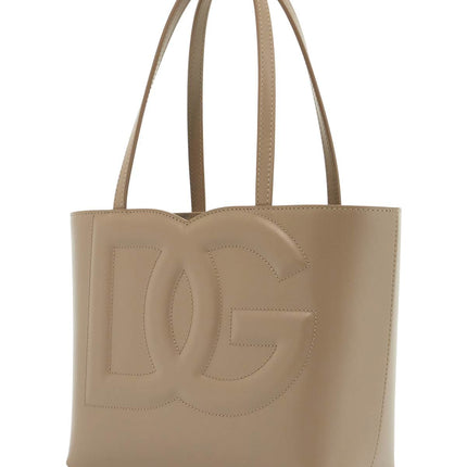 Dolce & Gabbana structured shopping bag in taupe smooth calfskin