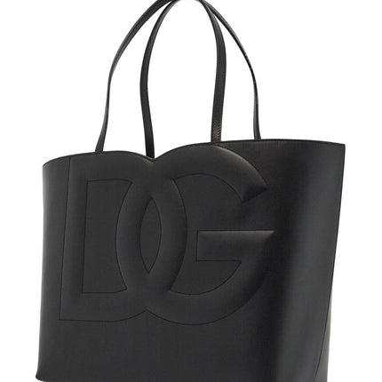 Dolce & Gabbana black calfskin shopping bag with embossed logo